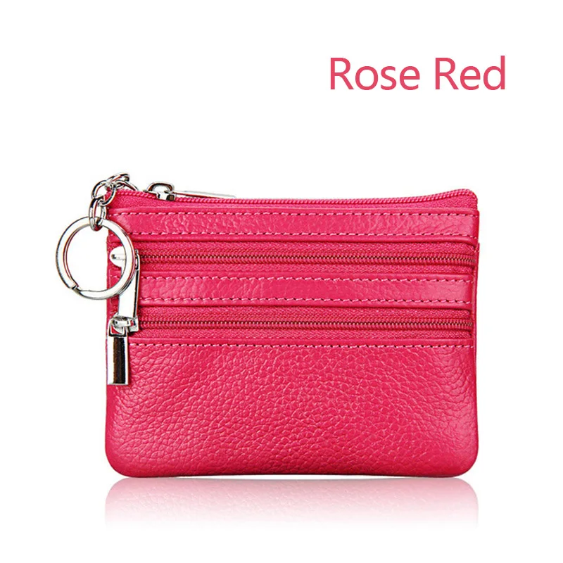Rose Red Бренд BLEVOLO, женские кошельки, натуральная кожа, короткий маленький кошелек, Женский кошелек на молнии, кошельки для монет, коровья кожа, большой клатч, кошелек, сумка для монет - Цвет: Rose Red