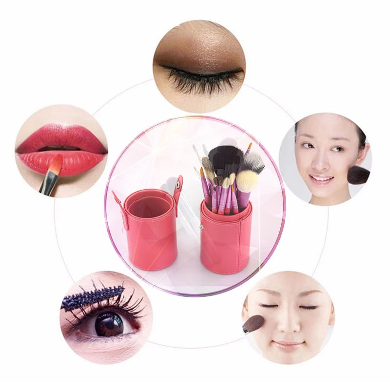 

12pcs Professional MakeUp Brushes Beauty Cosmetics Set of Brushes For Makeup with Real PU Holder Brand Make up Tech brushes kit