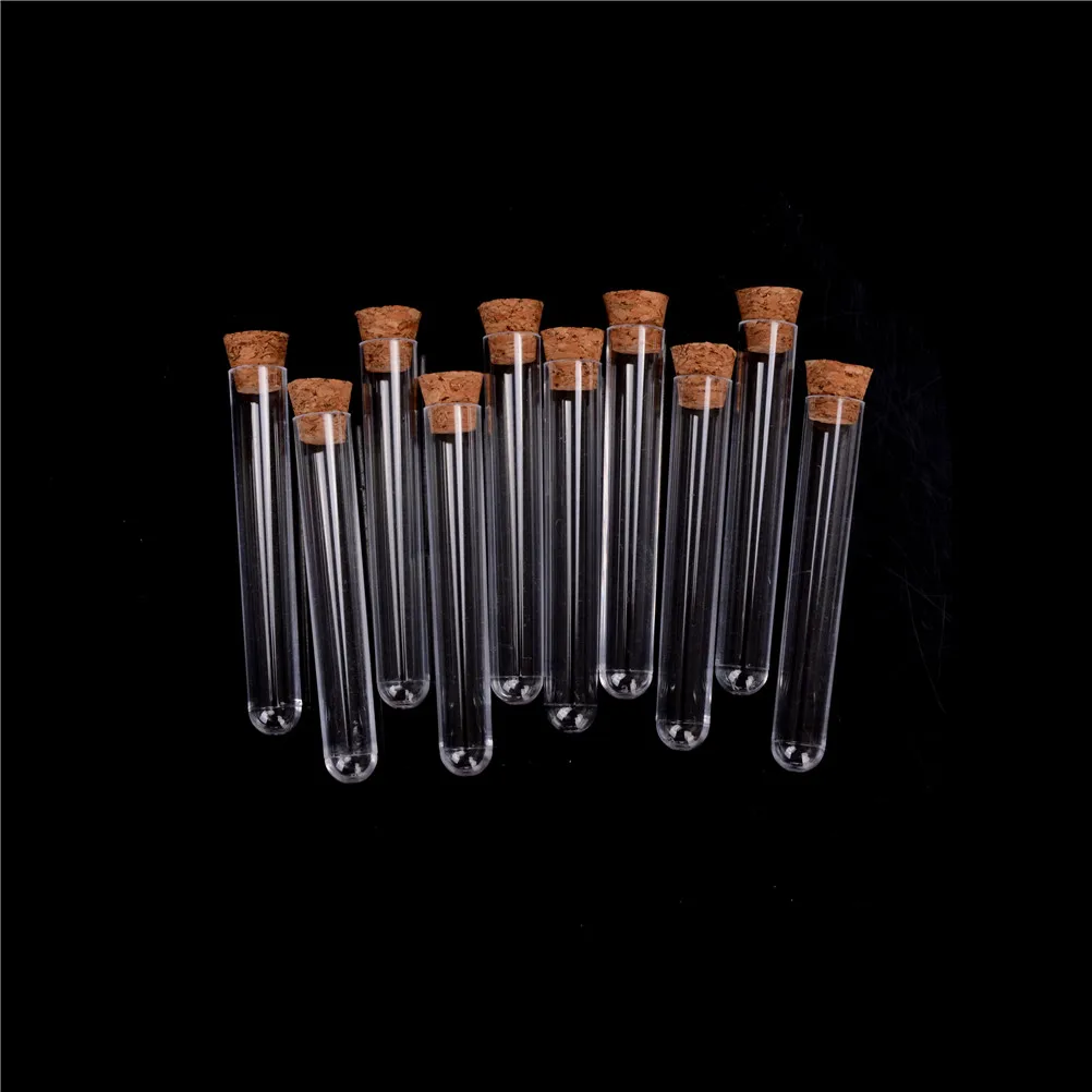 

10pcs/lot Plastic Test Tube With Cork 15x150mm 6-inch 20ml Clear, Lab Experiment Favor Gift Tube , Refillable Bottle