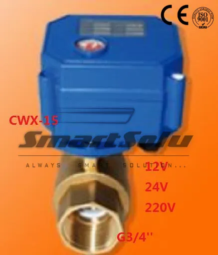 

Free Shipping CWX-15 G3/4'' Brass Electric Ball Valve Water 12V 24V or 220V Voltage