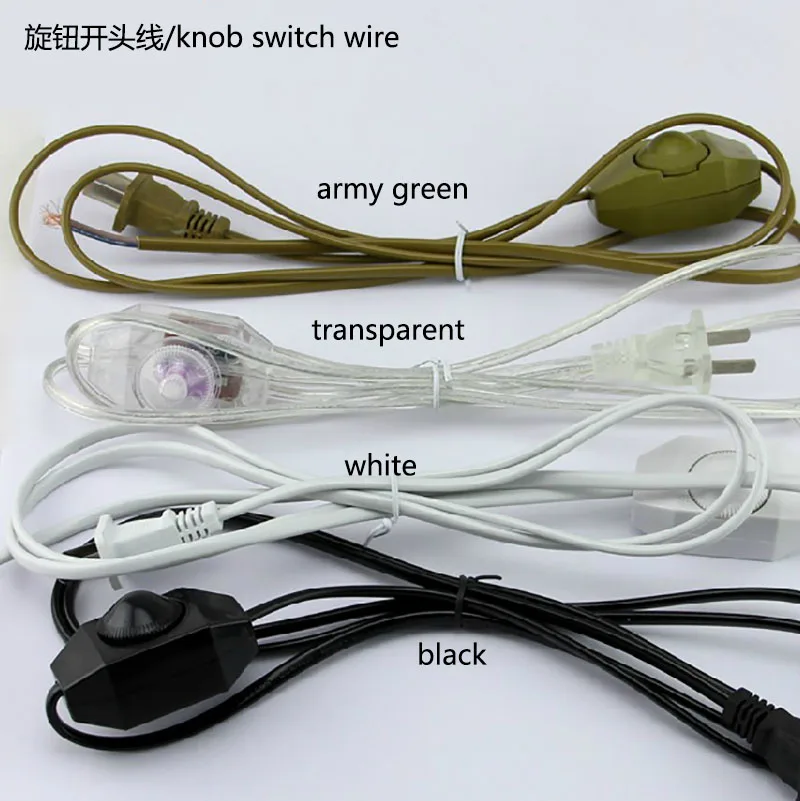 1 piece 1.8m length dimmer knob switch wire desk lamp floor lamp power