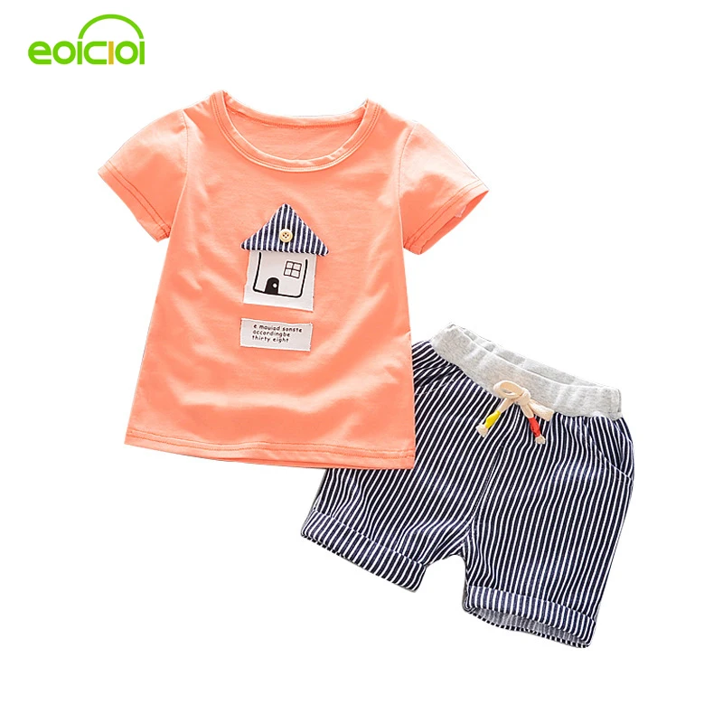 

kids boys clothes sets 2017 summer style toddler boy cartoon short sleeve T-shirt striped shorts outfits sport suit kids clothes