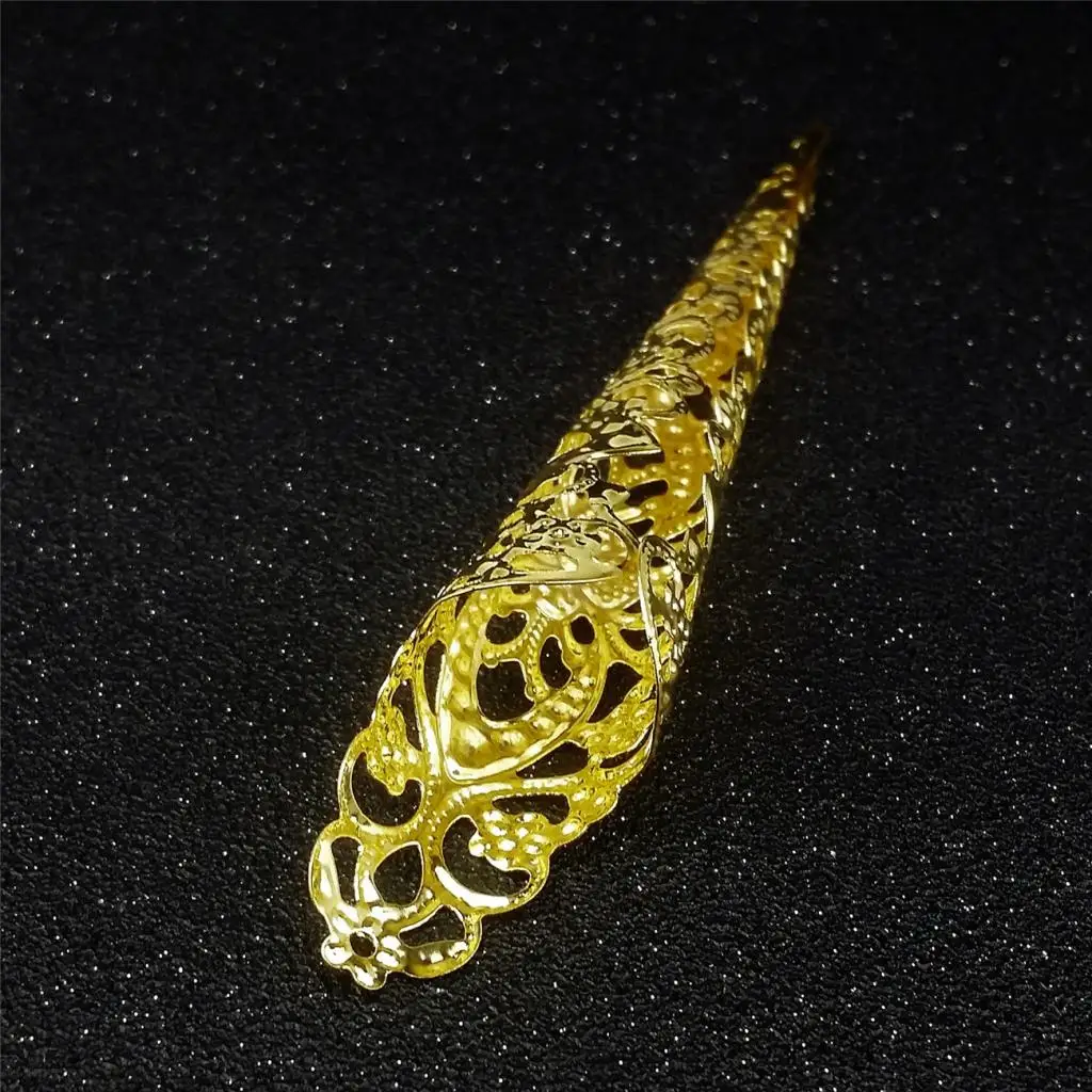 12cm Retro Chic Hollow Steampunk Finger Nail Talon Fingertip Ring Long Nail Tip Jewelry Queen Princess Cosplay Props
