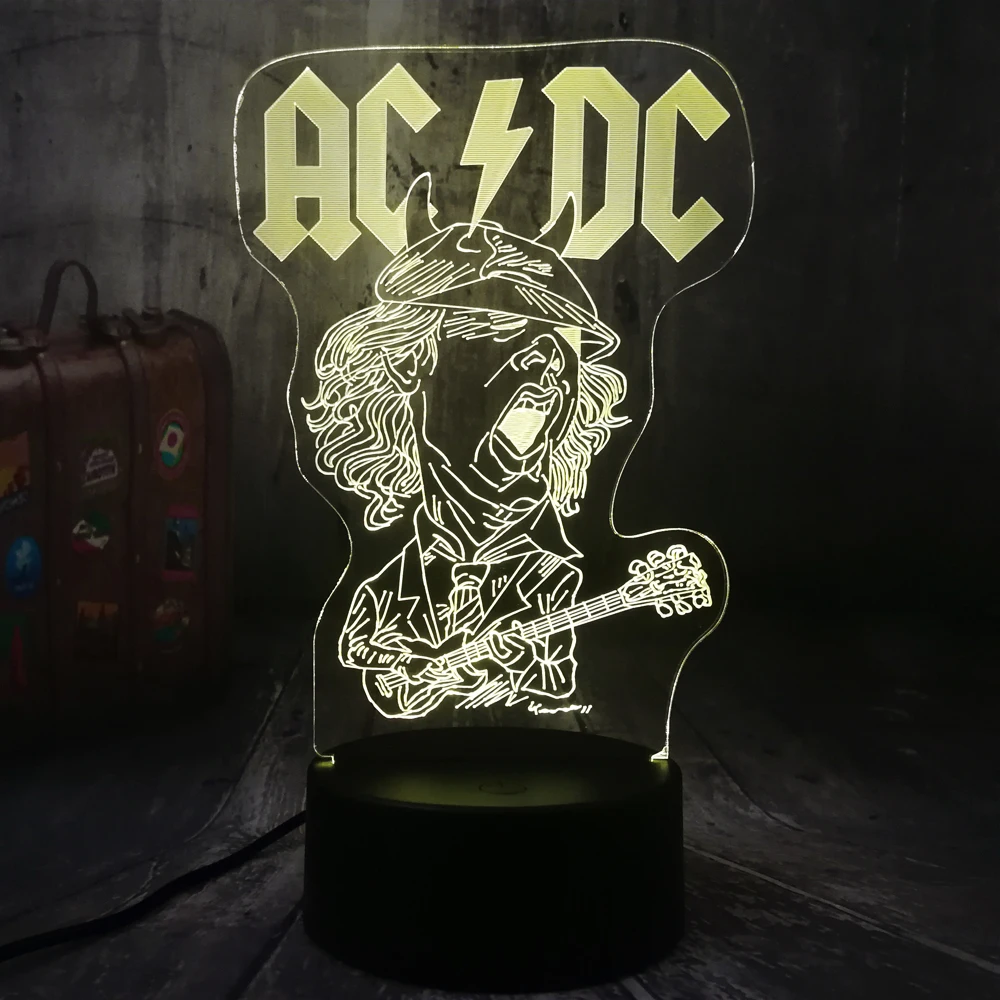 Прохладный AC/DC рок группа музыкальные вентиляторы лучший подарок светодиодный 3d-ночник USB лампа настольная акриловая комната Домашний декор День рождения Рождественский подарок