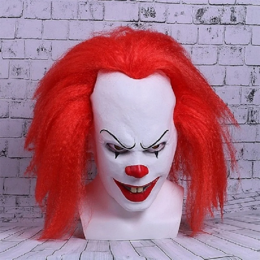 Movie Stephen King's It Mask Pennywise Mask Cosplay Masks Red Hair Clown Joker Halloween (10)