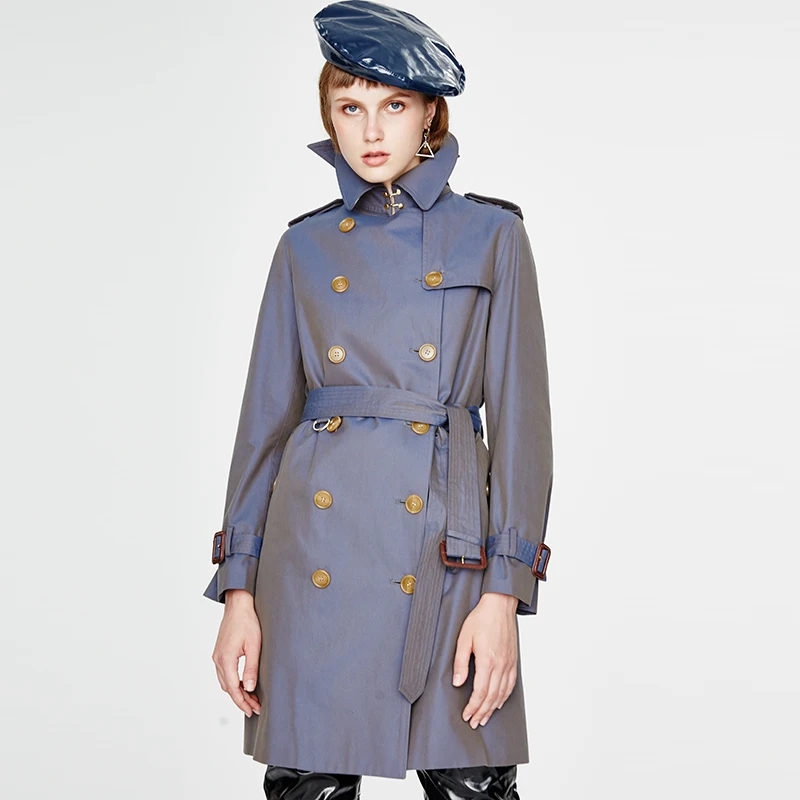 

classic trench coat women outwear Waterproof Raincoat office lady 2018 fall winter luxury brand khaki blue green high quality