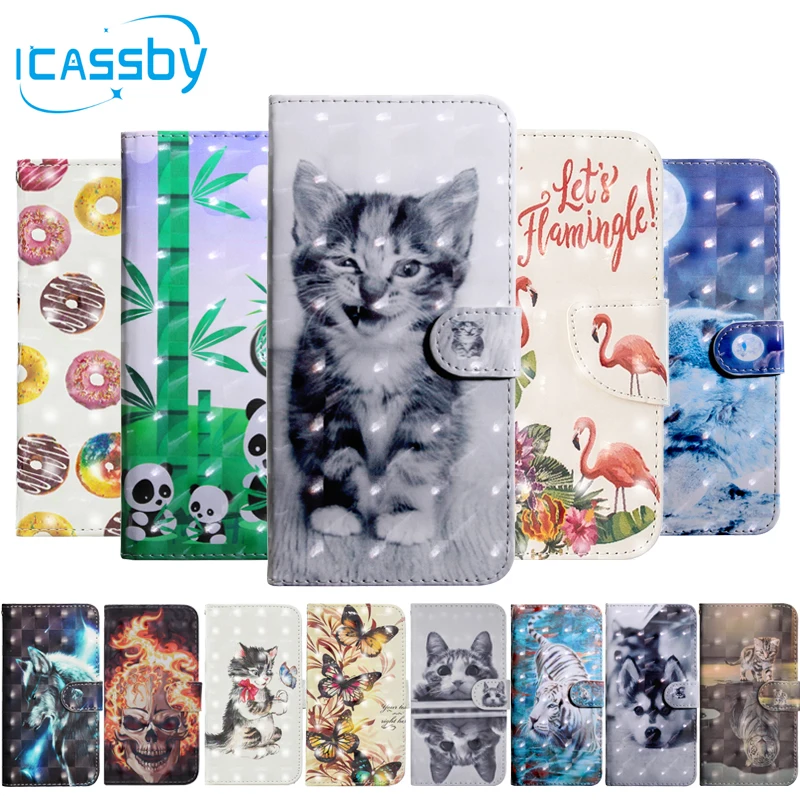 Flip Book Case For Coque iPhone 7 Luxury Cat Flamingo Skull PU Leather Wallet Phone Cover For iPhone 7 Case Etui For iPhone 7