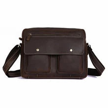 Vintage Brown Real Genuine Leather Crazy Horse Leather causal Men Messenger Bags Briefcase men cross body bags handbags LI-651