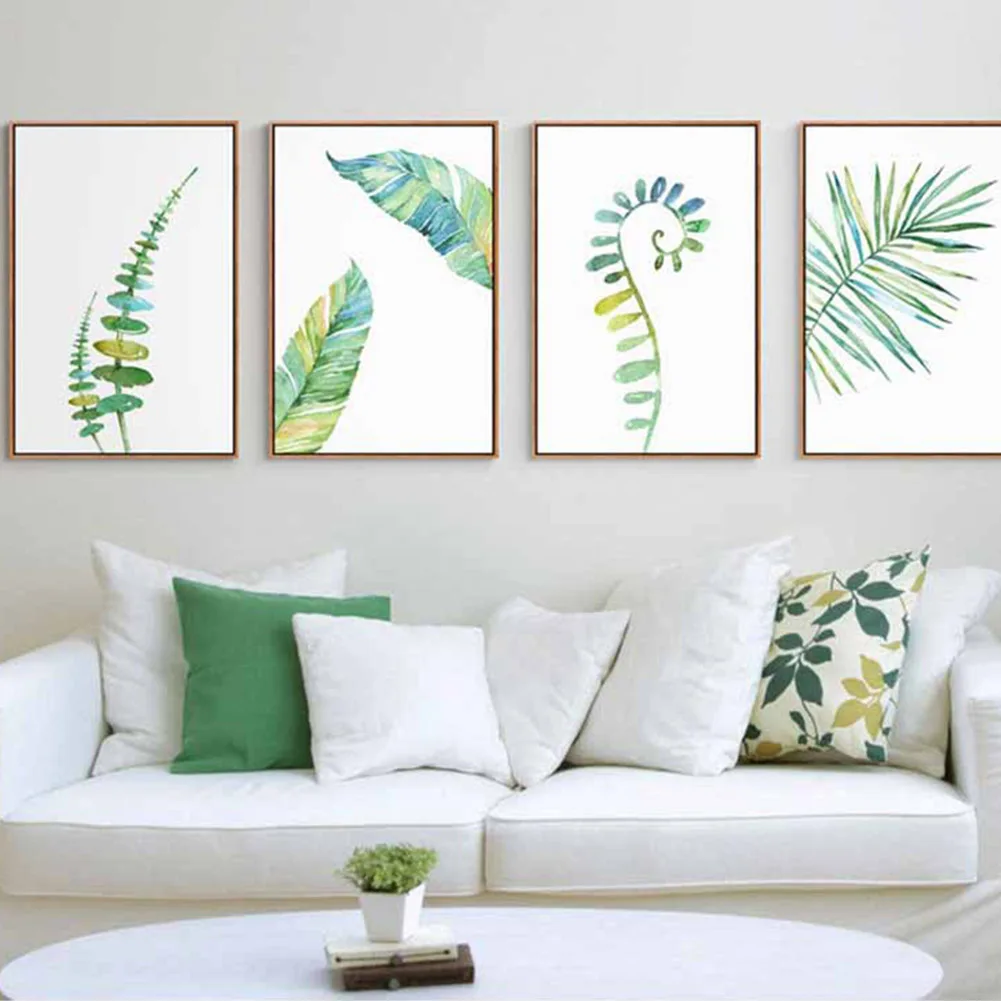 1pc Watercolor Tropical Plant Leaves Minimalist Art Canvas Poster