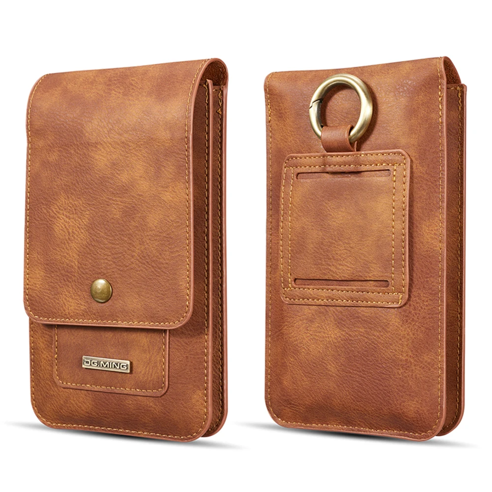 for iPhone X 6 7 8 Plus Universal Phone Bag Genuine Leather Belt Clip