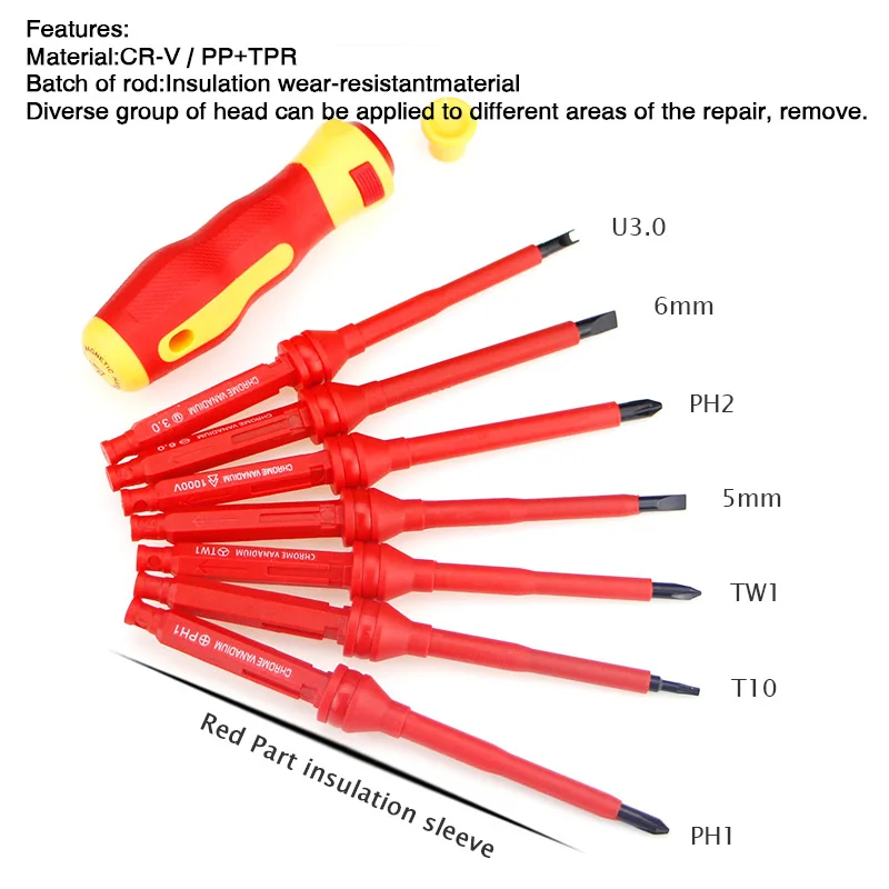 7 в 1 электрика отвертка набор полностью изолированный Магнитный многофункциональный отвертка для семьи широко используемых инструментов 2025GA-1
