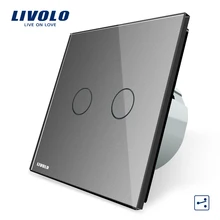Manufacturer, Livolo EU Standard Touch Switch, 2 Gang 2 Way Control, Wall Light Switch, VL-C702S-15 In Grey Color