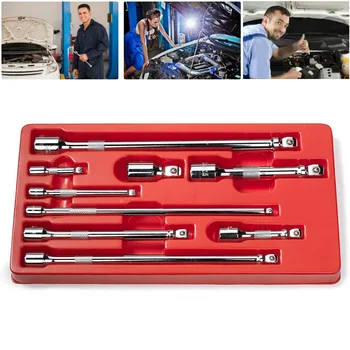 

9pcs Drive Car Wobble Socket Extension Bar Hand Tool Set Kit 1/4" 3/8" 1/2" CLH@8
