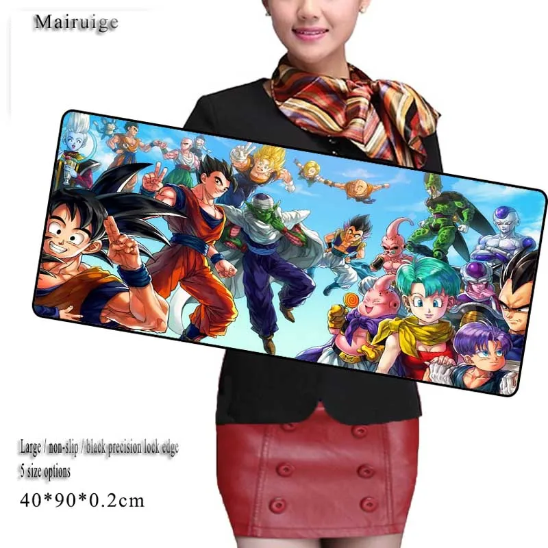 Mairuige Dragon Ball Z Large Gaming Mouse Pad Large Mousepad Gamer Locking Edge Mouse Keyboards pad Table Mat For CSGO 90X40CM