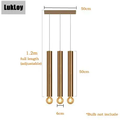 LukLoy Золотая Подвесная лампа вниз огни кухня Остров столовая гостиная магазин украшения цилиндрическая труба подвеска барная стойка современный - Цвет корпуса: Set of 3 long plate