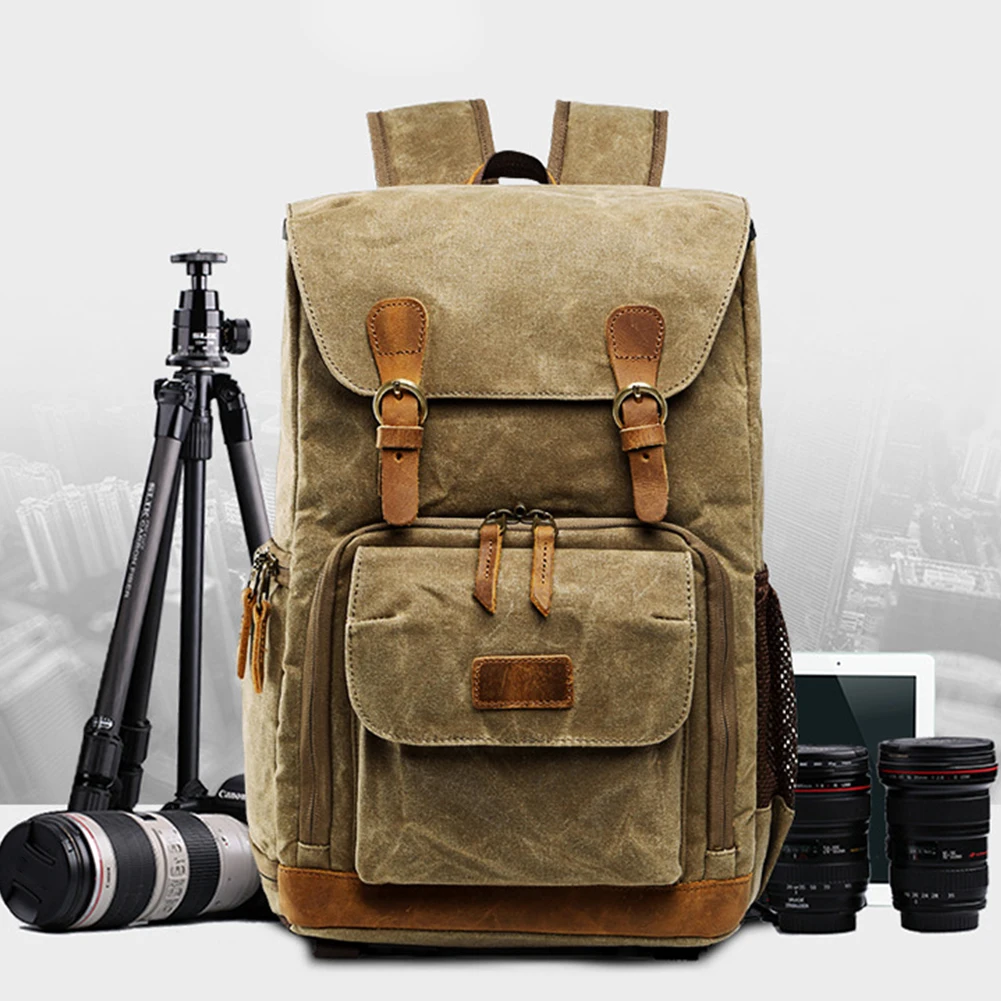 

Waterproof Large Capacity Canvas Professional Accessories Bag Anti-shock Organizer Lens SLR DSLR Camera Backpack Storage Travel