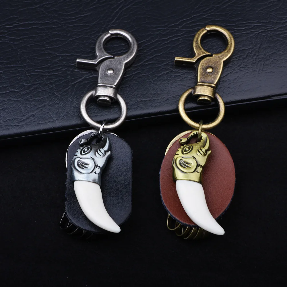 Fashion Men's accessories Keychain vintage Elephant key ring Resin wolf