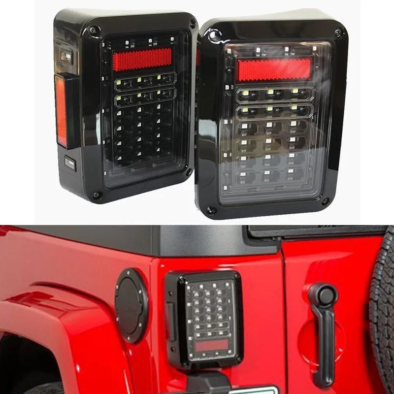 One pair Clear Lens Red LED Tail light Assembly w/ Turn signal & Back Up waterproof 12V Light for 07-16 Jeep Wrangler JK | Автомобили и
