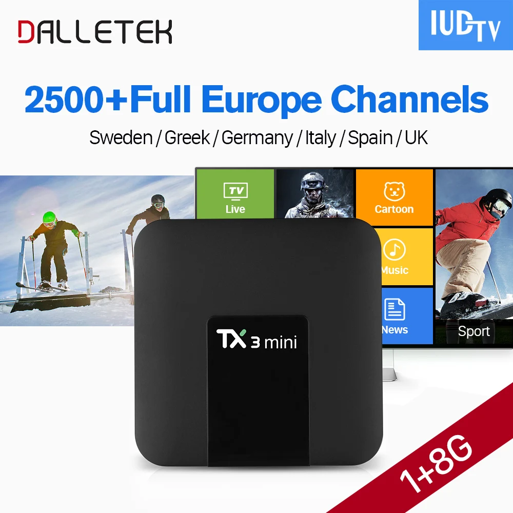 

TX3 mini IPTV Box Android 7.1 1G+8G Amlogic S905W 1 Year IUDTV IPTV Subscription Europe France Sweden Italy UK Spain Dutch IP TV