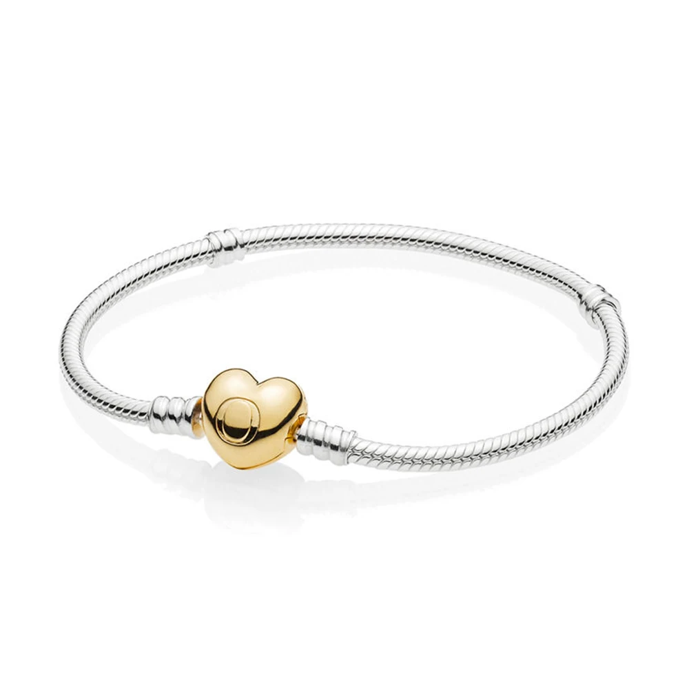 

925 Sterling Silver 1:1 560719 Shine Sterling MOMENTS Bracelet with Heart Clasp Manufacturers Wholesale Copy jewelry bracelet