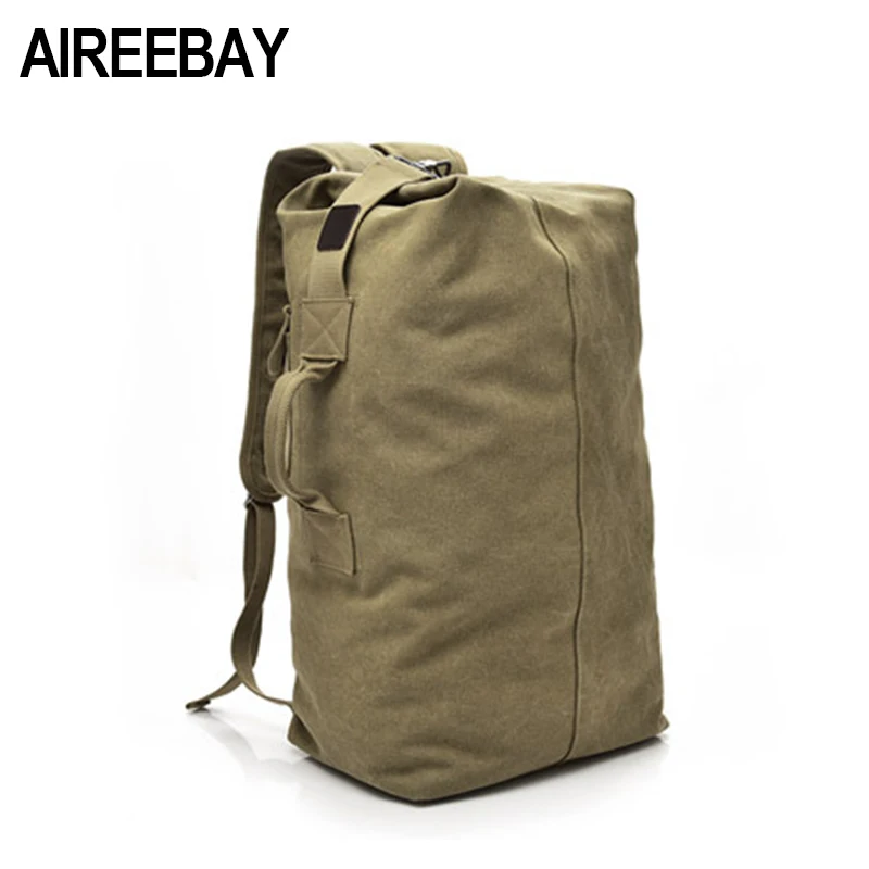 

AIREEBAY Large Capacity Men Bag Canvas Backpack Male Travel Bag Mountaineering Backpack High Quality 2 Size Luggage Shoulder Bag