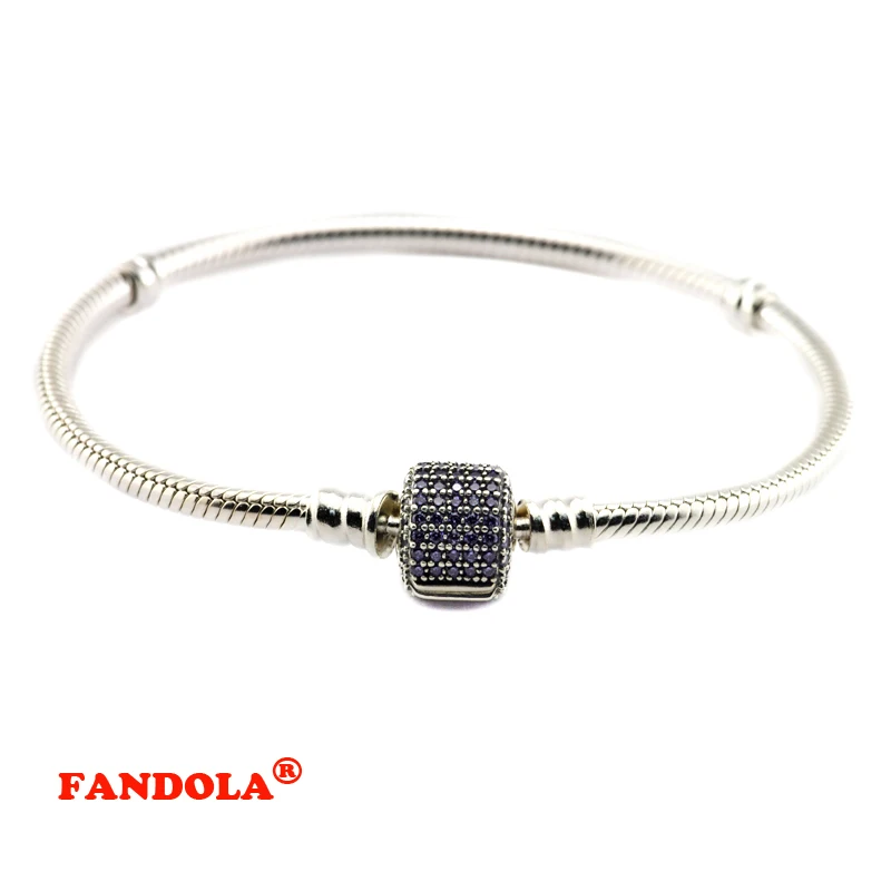 

Compatible with European Jewelry Signature Clasp Bracelet with Fancy Purple Cubic Zirconia 925 Sterling Silver Free Shipping