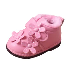 Детская обувь; новые модные зимние мягкие ботинки для малышей; теплые мягкие ботинки без застежки с цветочным узором для маленьких мальчиков и девочек; зимняя нескользящая обувь