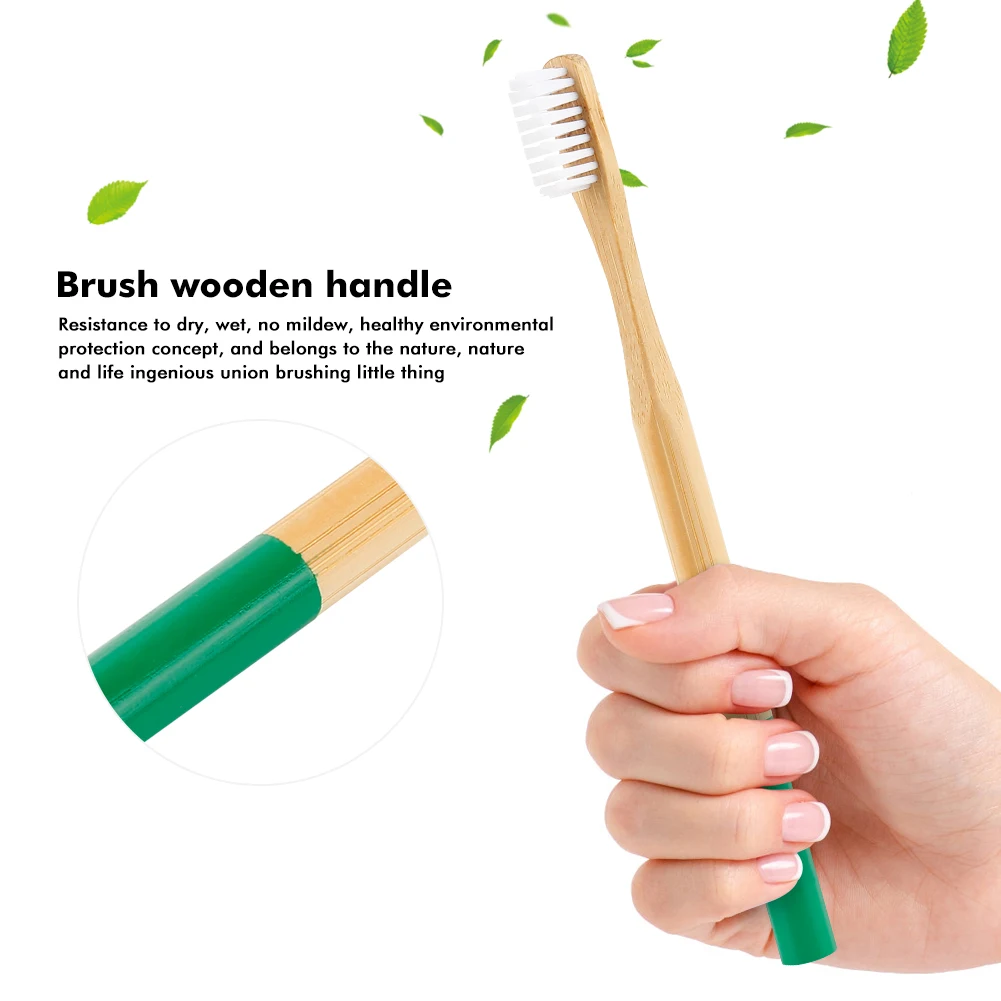 

5 Color Head Bamboo Toothbrush Environment Wooden Handle Bamboo Toothbrush Oral Care Soft Bristle Adult Tooth Healthy