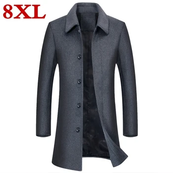 

plus size 8XL 7XL 6XL high quality Jackets & Coats Single Breasted Casual Mens Wool Jackets Full Winter For Male Wool Overcoat