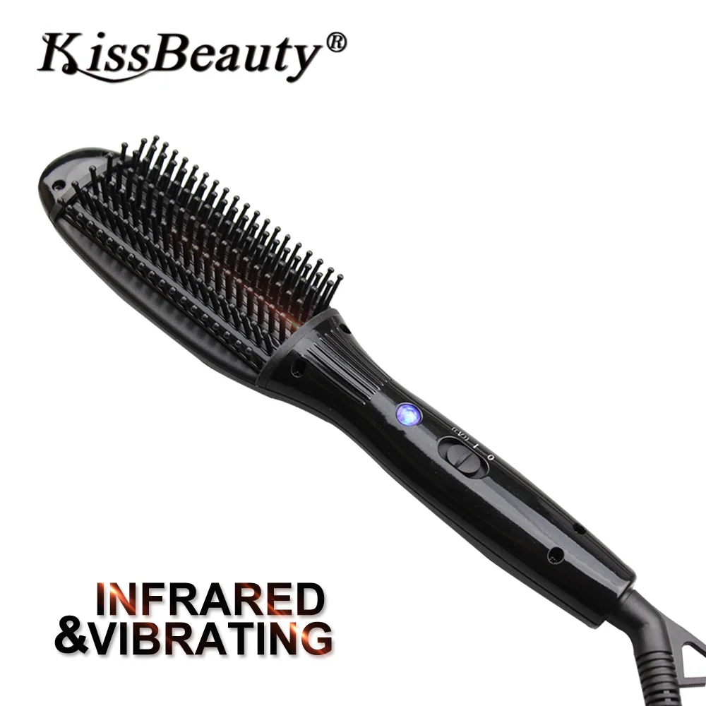 Kissbeauty Massage Infrared Vibrating Hair Straightening Brush Anti