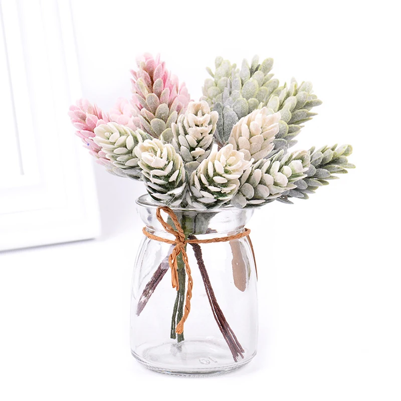 

12pcs Fake Plant Branch Pine Cone Plastic Artificial Tree Bouquet Colorful Nut For Photography Props Scrapbook Office Desk Decor
