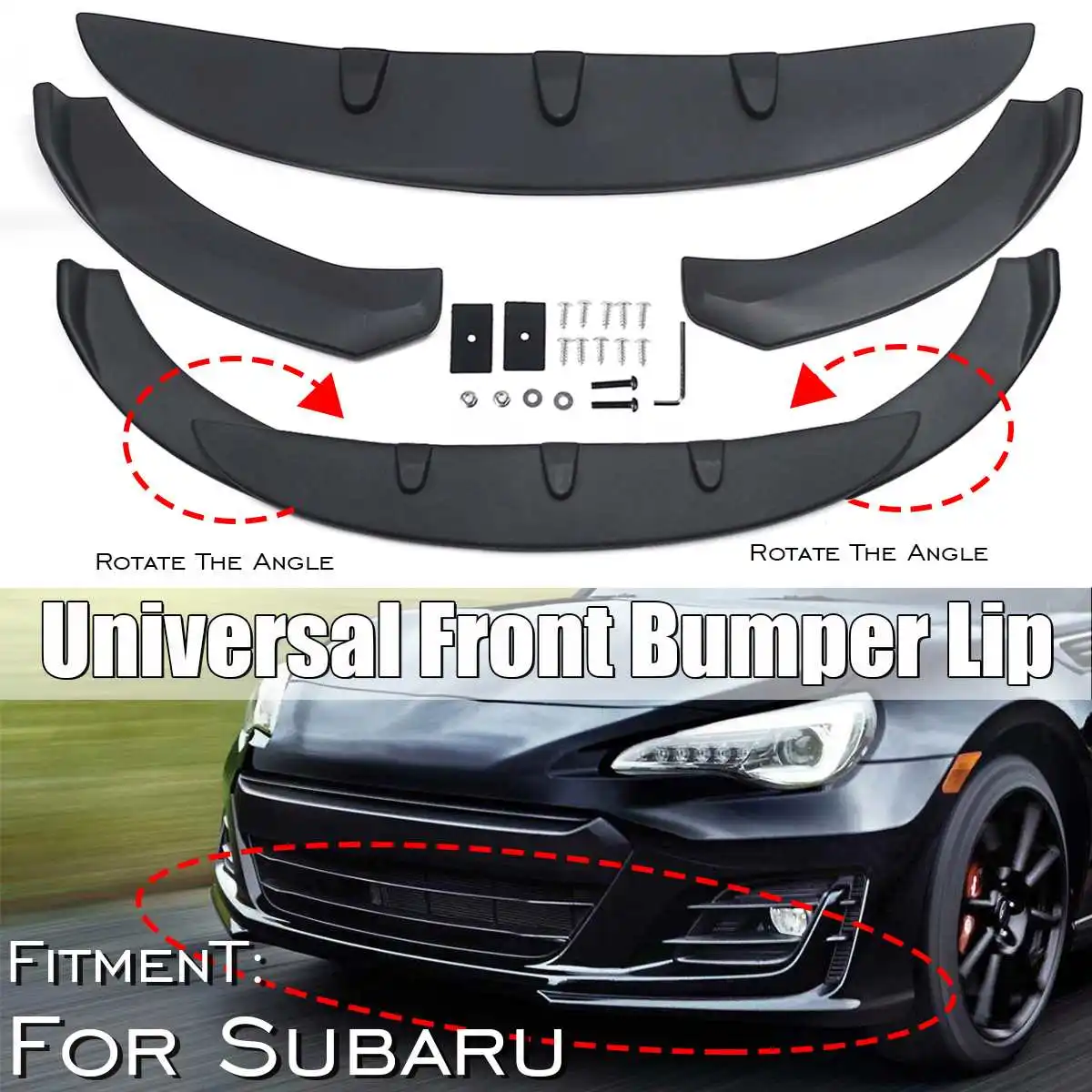

1Set Universal Car Front Lip Chin Bumper Body Kits Matte Black Rotate Angle New For Honda for Civic for BMW for Audi for Benz