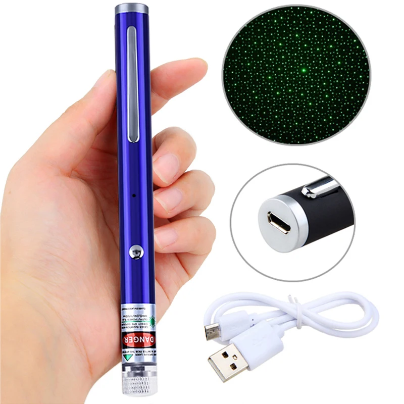 5MW USB Charging Laser Pointer Pen High Power Green/Red 532NM/650NM