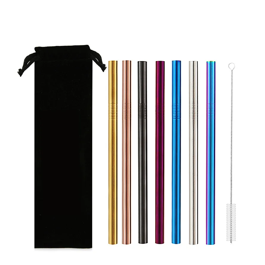 100set-lot-Eco-Friendly-Reusable-Straw-304-Stainless-Steel-Straw-Metal-Smoothies-Drinking-Straws-Set-with (1)