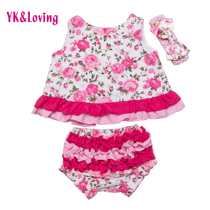 New Toddler Outfit Girls Clothes Ruffled Bloomers Swing Top Toddler Girl's Clothes Set Includes