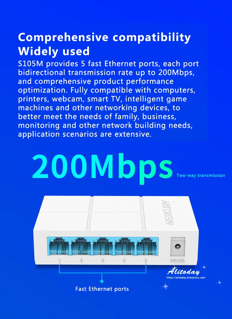 MERCURY S105M Мини Быстрый Ethernet-коммутатор, 5 Порты и разъёмы Настольный Ethernet сетевой коммутатор концентратор 10/100 Мбит/с