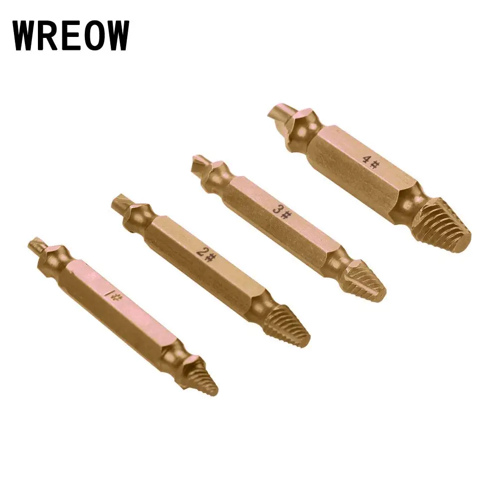 

4PCS Broken Damaged Screw Extractor Drill Bit Guide Set Broken Bolt Fastener Remover Carpentry Screw Extractor Kit