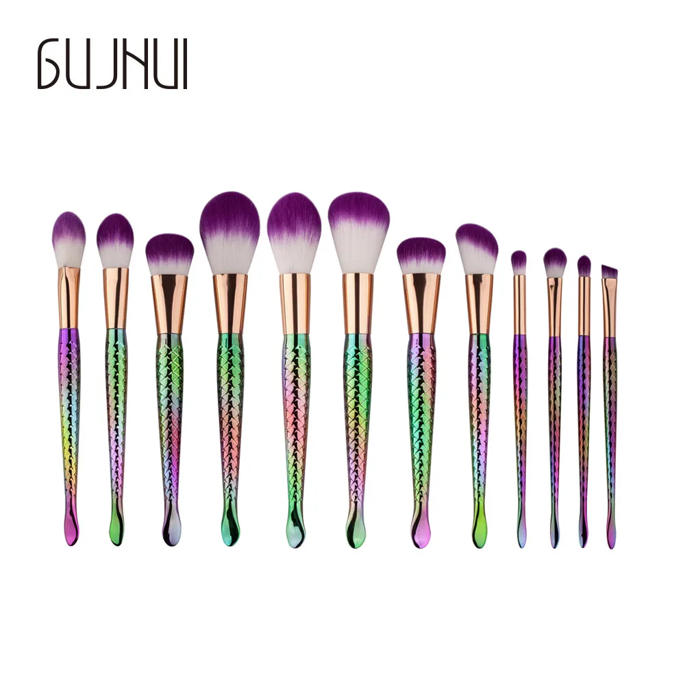 GUJHUI  12PCS Make Up Foundation Eyebrow Eyeliner Blush Cosmetic Concealer Brushes For Face Make Up Beauty top quality pinceau 