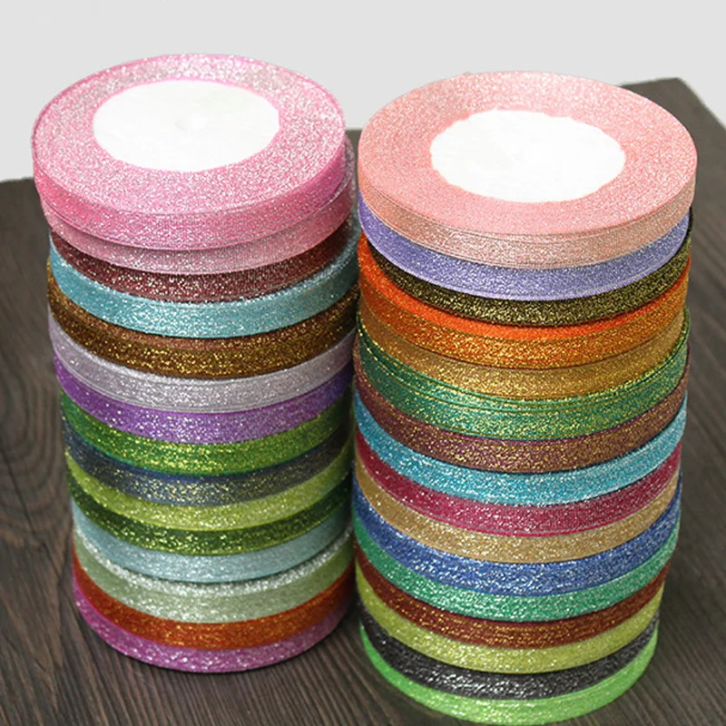 (25 yards/roll) 3/8''(10mm) Metallic Glitter Ribbon