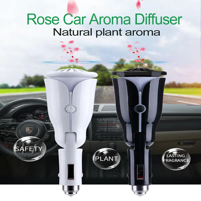 

New Car Aromatherapy Aroma Diffuser Flower Rose/Lavender/Lemon Solid Balm Natural Plant Aroma With Dual Power USB Car Charger