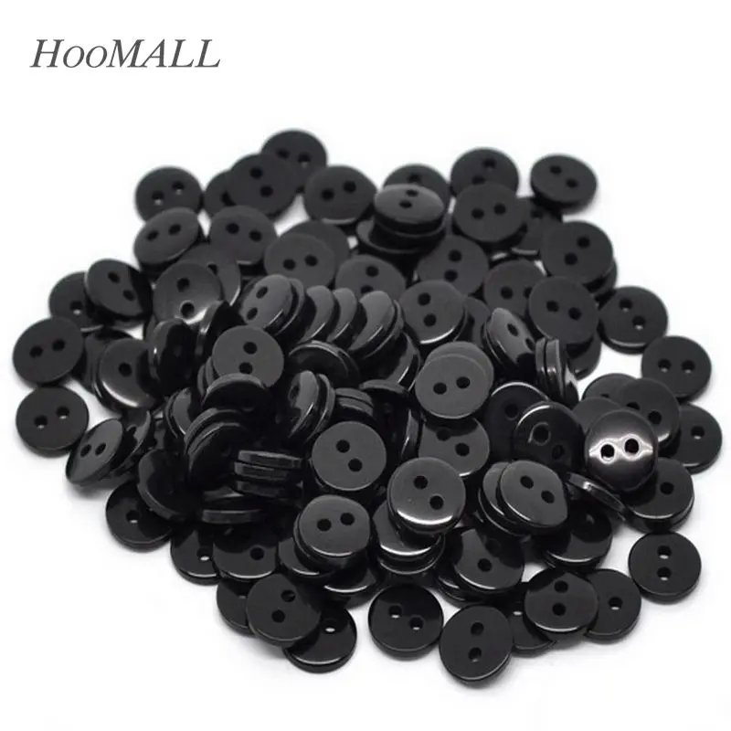 

Hoomall Black Resin Buttons 2 Holes Round Sewing Scrapbooking Crafts 9x2mm 100PCs