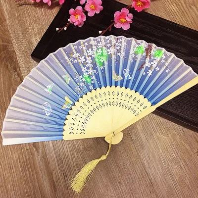 Китайский стиль классический толстый, но свободно тканый Шелковый материал ручной вентилятор женский складной древний вентилятор abanicos para boda abanico - Цвет: A5