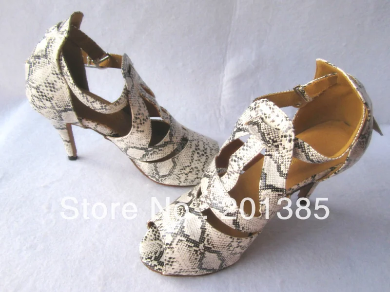 

Wholesale Women Snakeskin Print Leather Ballroom Dancing Shoes Latin SALSA Shoes 34,35,36,37,38,39,40,41