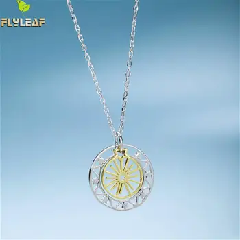 

Flyleaf Gold Star Ferris Wheel Necklaces & Pendants Real 925 Sterling Silver Necklace For Women Fashion Chain Fine Jewelry Gift