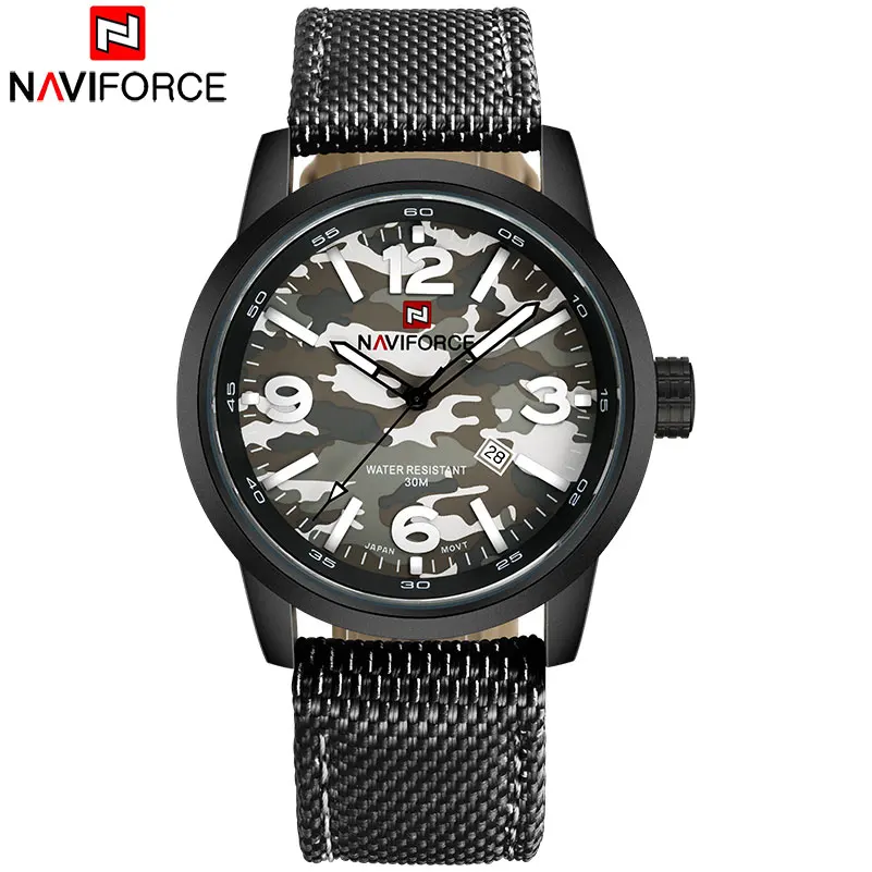 NAVIFORCE модные брендовые мужские спортивные часы Камуфлированные штаны милитари