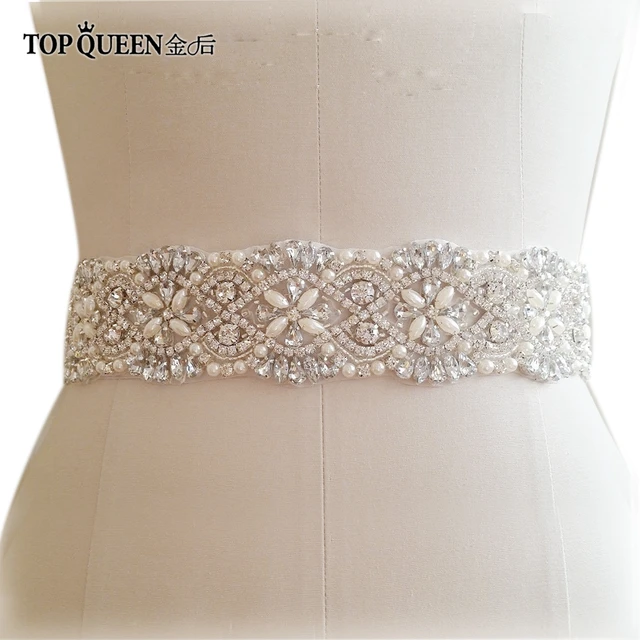 TOPQUEEN S04B fajas nupcial de las mujeres diamantes de imitación cristales novia boda cintura cinturones accesorios para fiesta de noche vestido de noche Vestidos