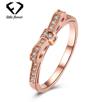 

14K Rose Gold Fashion Bow Zircon Close Rings for Women European and America style Trendy Hand Ornaments halloween Fine Jewelry