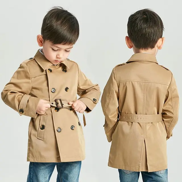 2017 New Spring Autumn Boy Trench coat Long sleeve Children Double