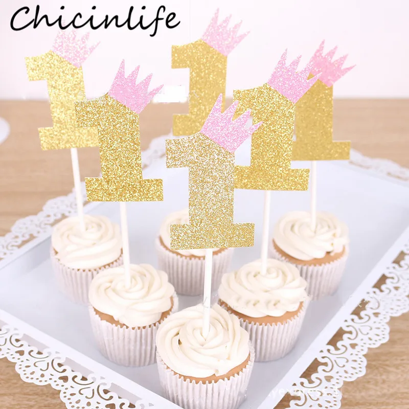 Chicinlife 5 шт. первый день рождения торт кекс топперы День рождения Baby Shower мальчик девочка 1st День рождения Юбилей торт поставки