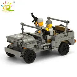 199 шт. Военная Униформа США Willys MB Jeep здания Конструкторы модель автомобиля Совместимость солдат классические детские игрушки для мальчико
